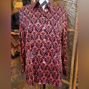 Vintage NWT 80s designer Paolo Santini retro dragon print silk blouse